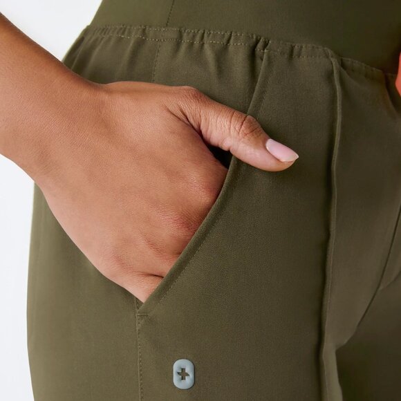 Figs High Waisted Alexandria Wide Leg Scrub Pants in Spruce, Size Large - Picture 6 of 11